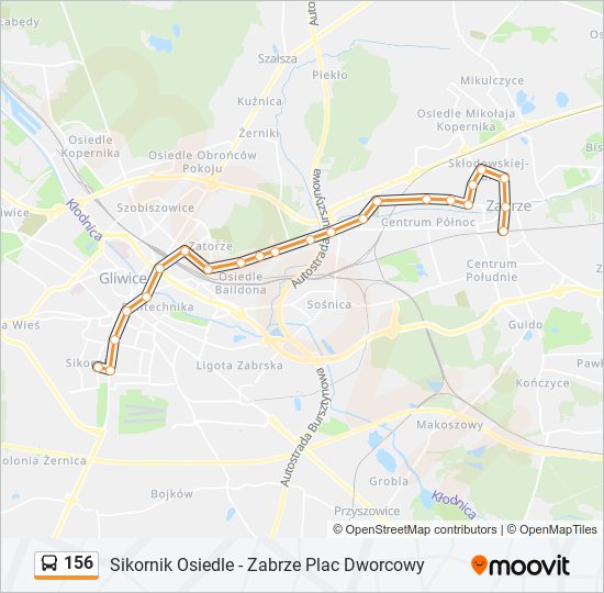 156 bus Line Map