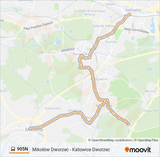 905N bus Line Map