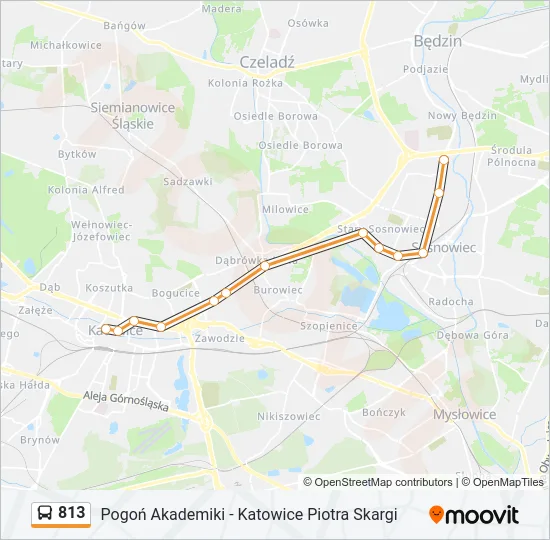 Автобус 813: карта маршрута