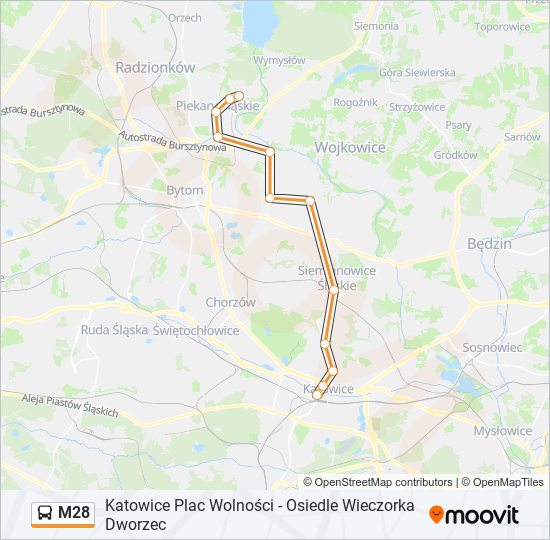 M28 bus Line Map