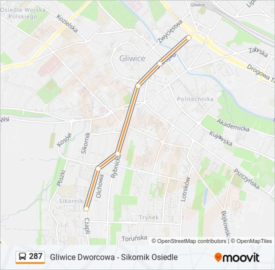 287 bus Line Map