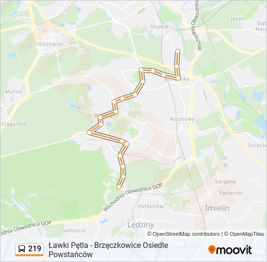 219 bus Line Map