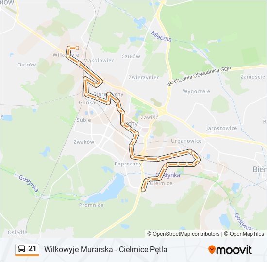 21 bus Line Map