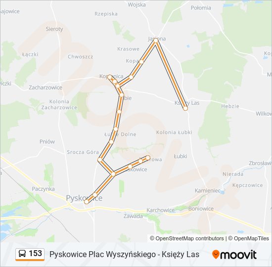 153 bus Line Map