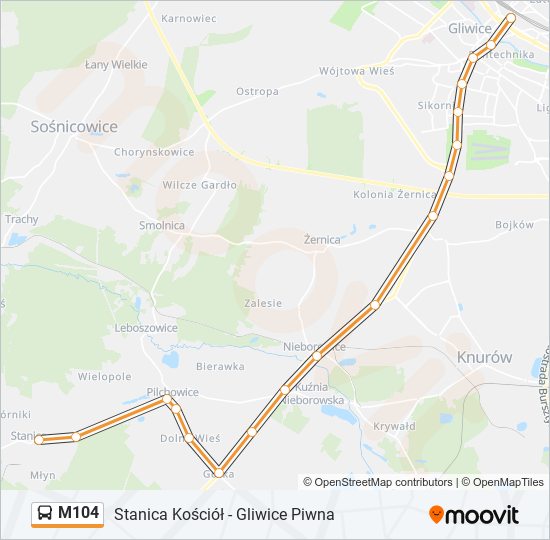 M104 bus Line Map