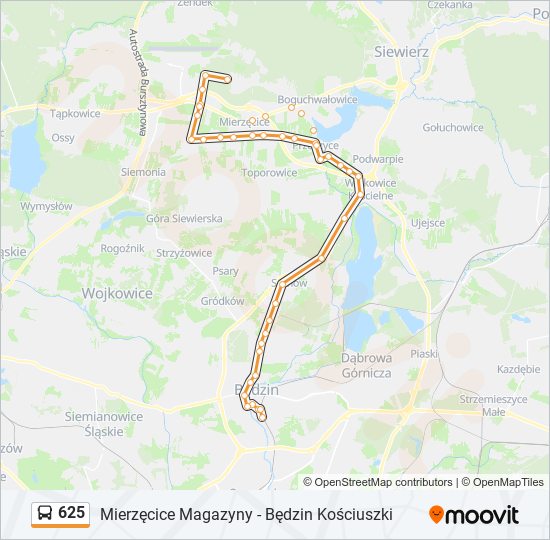 625 bus Line Map