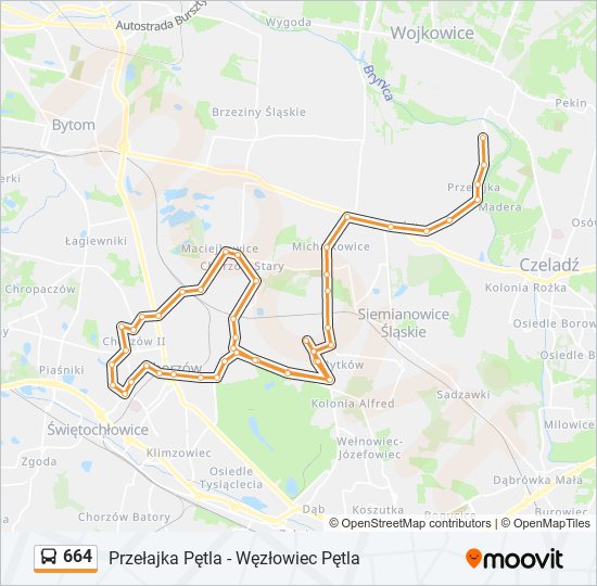 664 bus Line Map