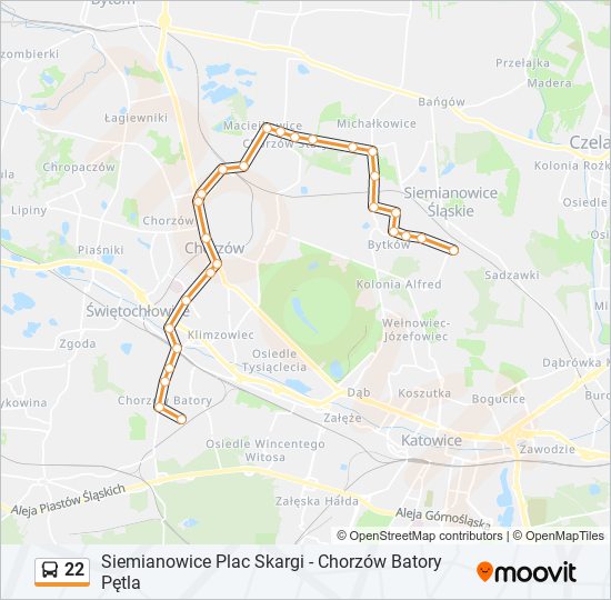 22 bus Line Map