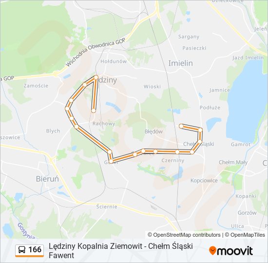 166 bus Line Map