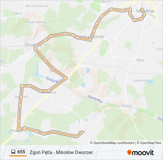 655 bus Line Map