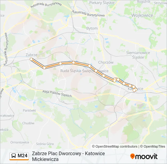 Автобус M24: карта маршрута