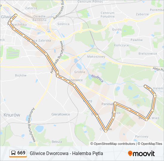 669 bus Line Map