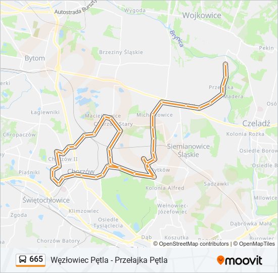 665 bus Line Map