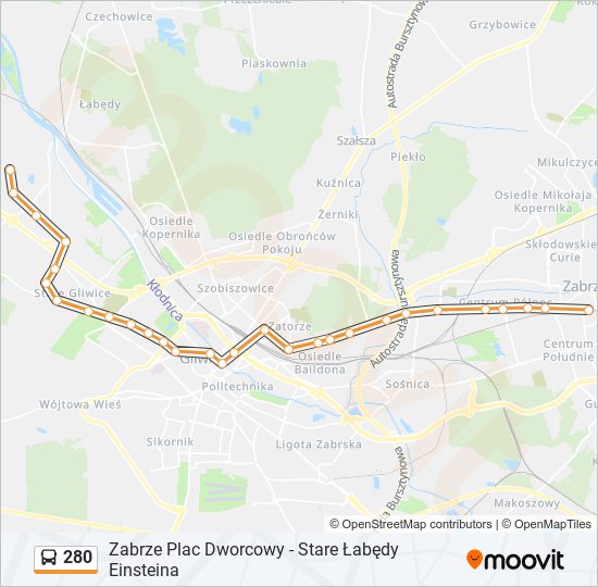 280 bus Line Map