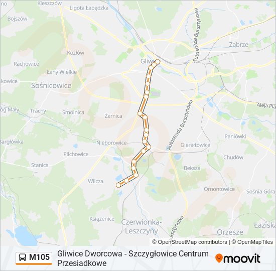 M105 bus Line Map