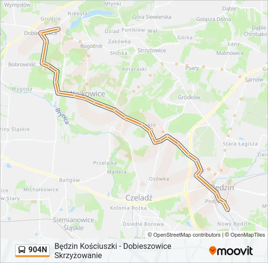 904N Bus Line Map