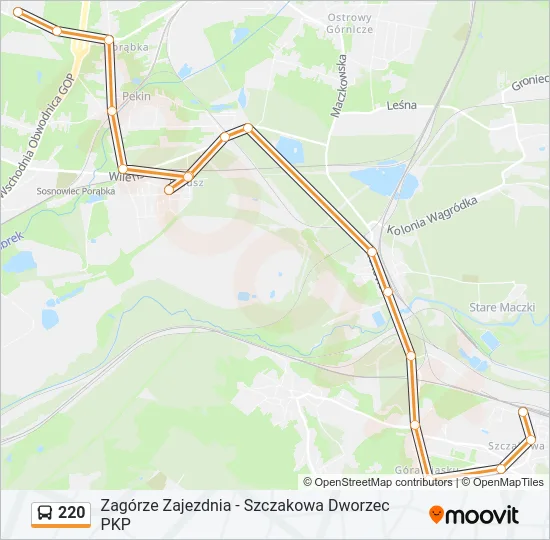 Автобус 220: карта маршрута