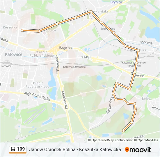 Автобус 109: карта маршрута