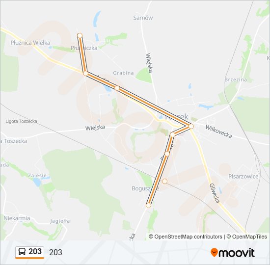 203 bus Line Map