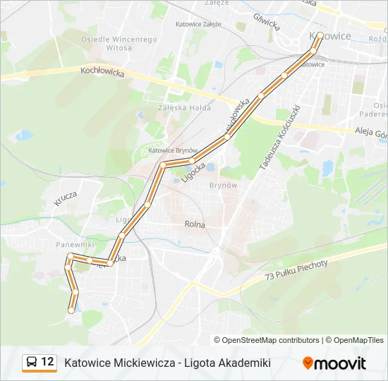 Автобус 12: карта маршрута