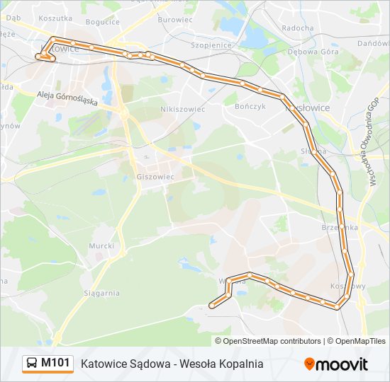 M101 bus Line Map