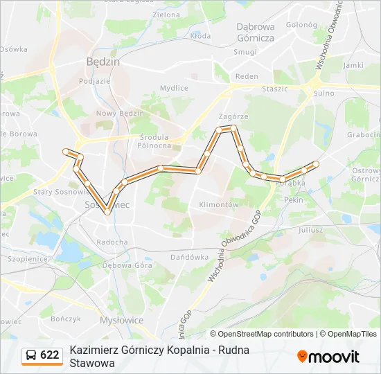 Автобус 622: карта маршрута