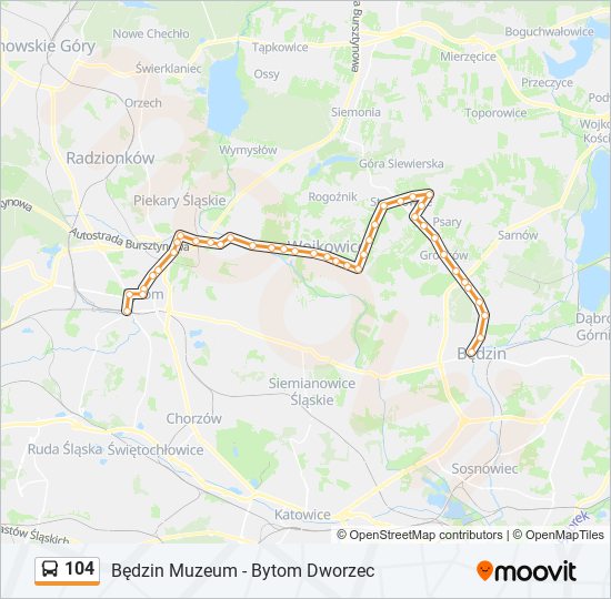 104 bus Line Map