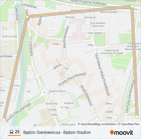 25 bus Line Map