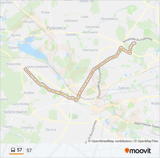 57 bus Line Map