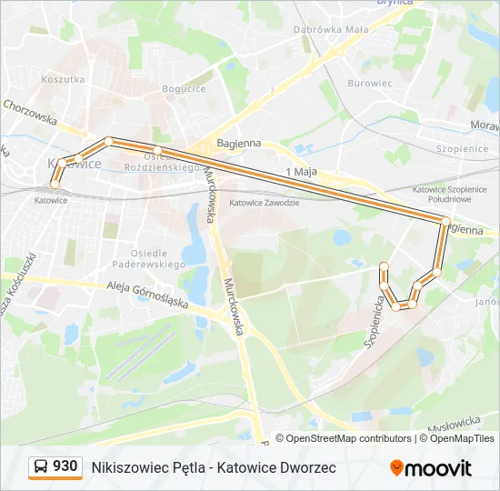Автобус 930: карта маршрута