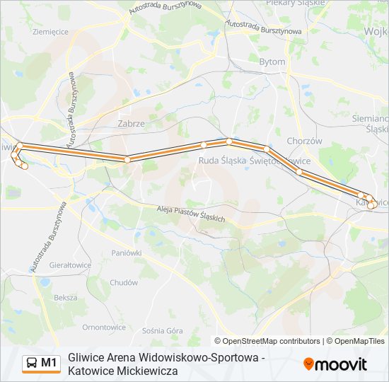 M1 bus Line Map