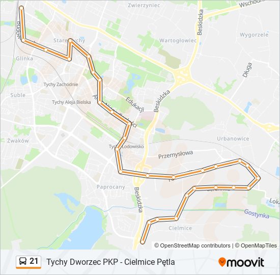 21 bus Line Map