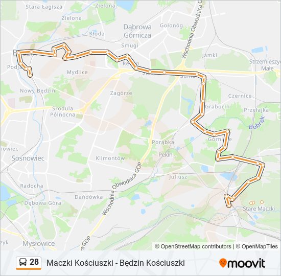 28 bus Line Map