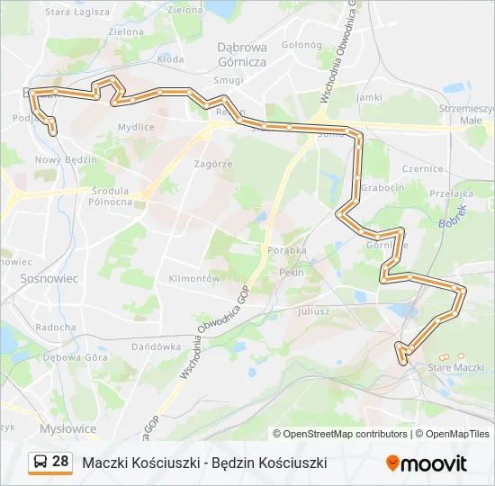 Автобус 28: карта маршрута