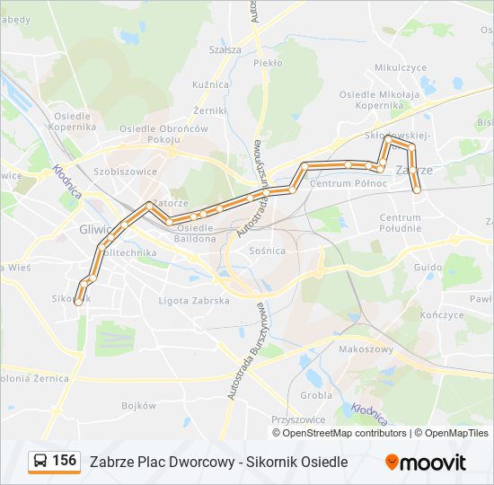 156 bus Line Map