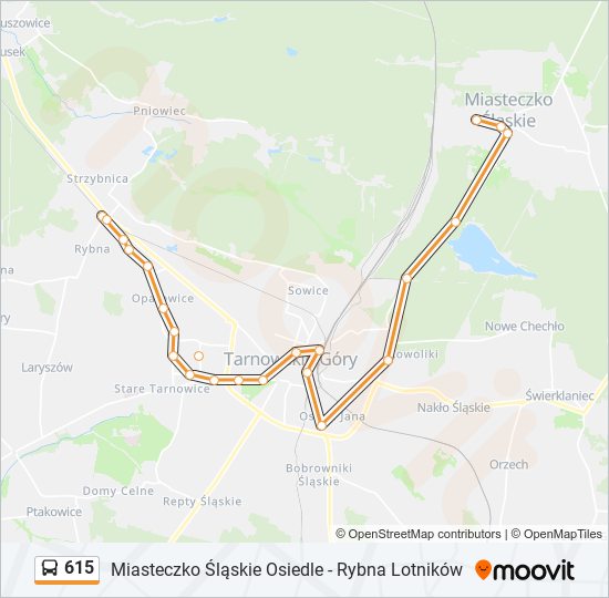 Mapa linii autobus 615