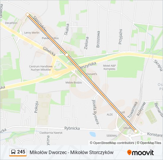 245 bus Line Map