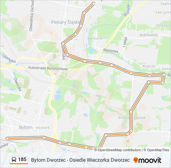 185 bus Line Map