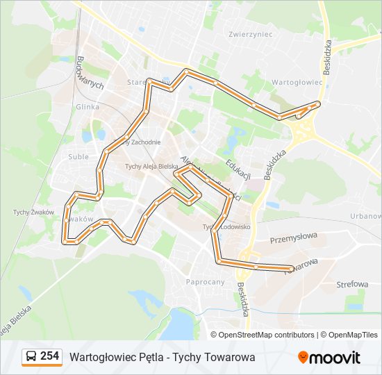 254 bus Line Map