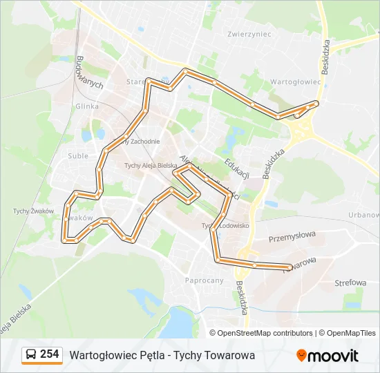 254 Bus Line Map