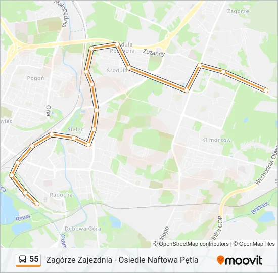 Автобус 55: карта маршрута