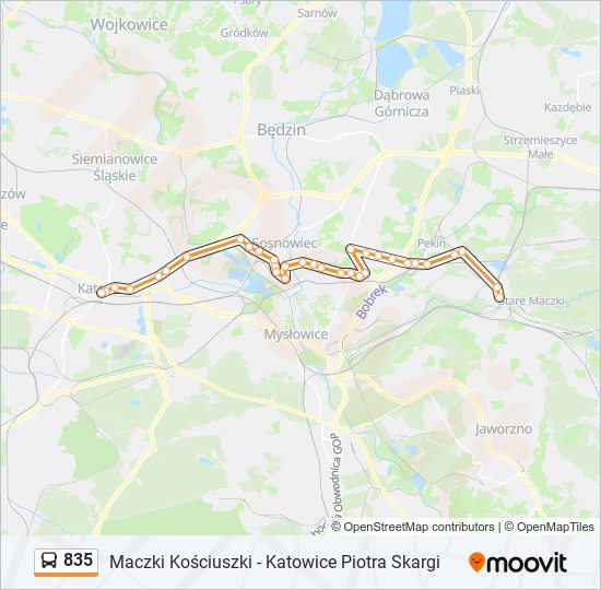 835 bus Line Map
