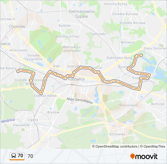 Автобус 70: карта маршрута