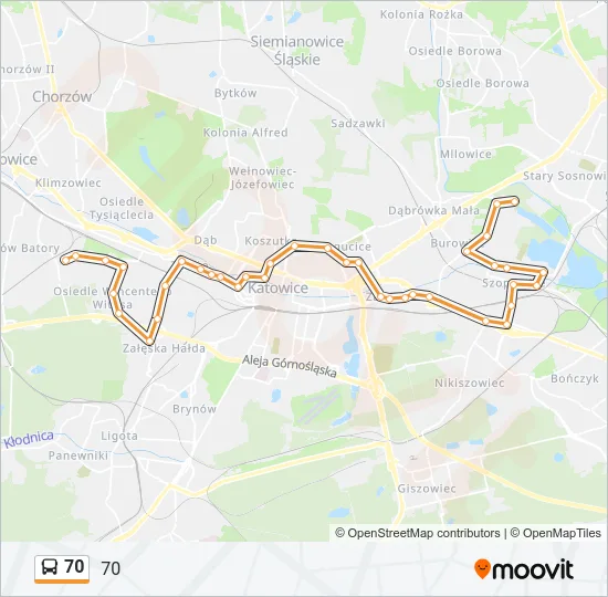 70 Bus Line Map
