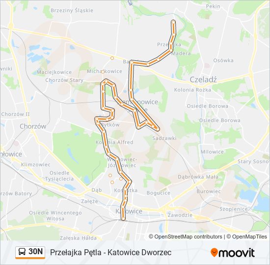 30N bus Line Map