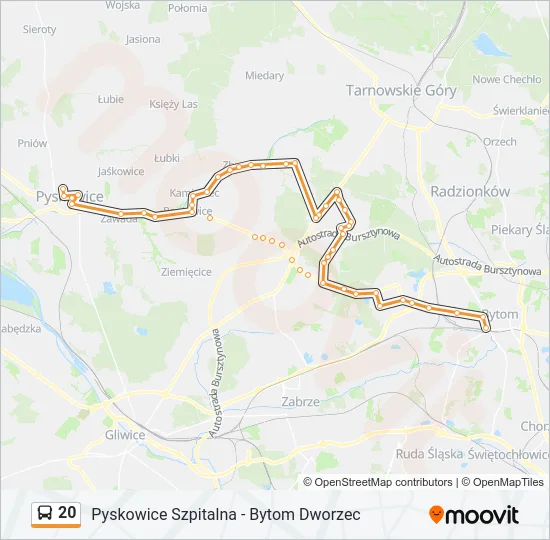 Автобус 20: карта маршрута