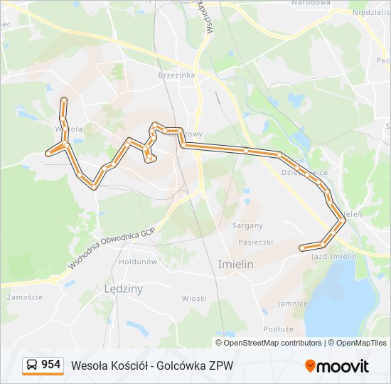 954 bus Line Map