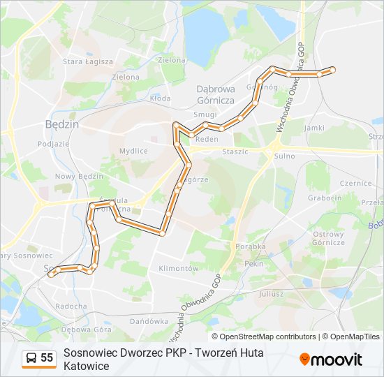 55 bus Line Map