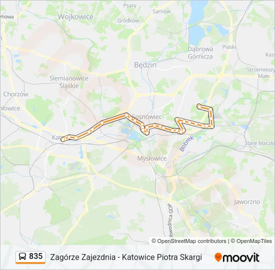 Автобус 835: карта маршрута
