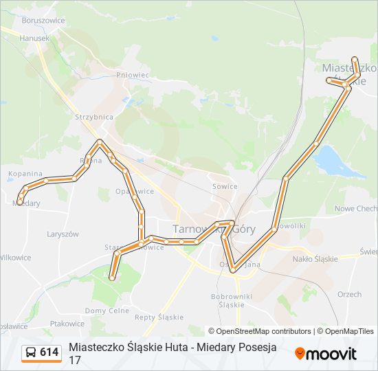 614 bus Line Map